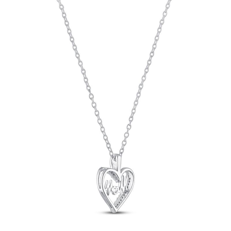 Gifted Boxed Mom/Heart Diamond Necklace Sterling Silver 16"