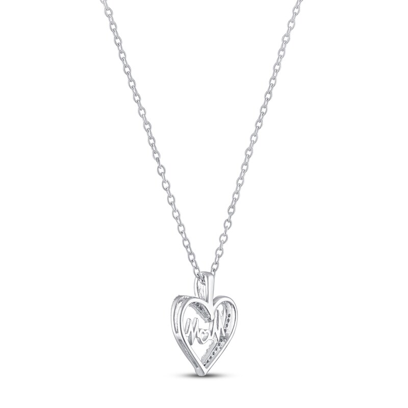 Gifted Boxed Mom/Heart Diamond Necklace Sterling Silver 16"