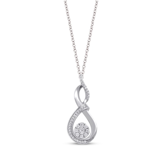 Diamond Necklace 1/5 ct tw Round-cut Sterling Silver 18"