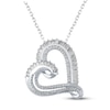 Thumbnail Image 0 of Diamond Heart Necklace 1/4 ct tw Round & Baguette 10K White Gold 18"