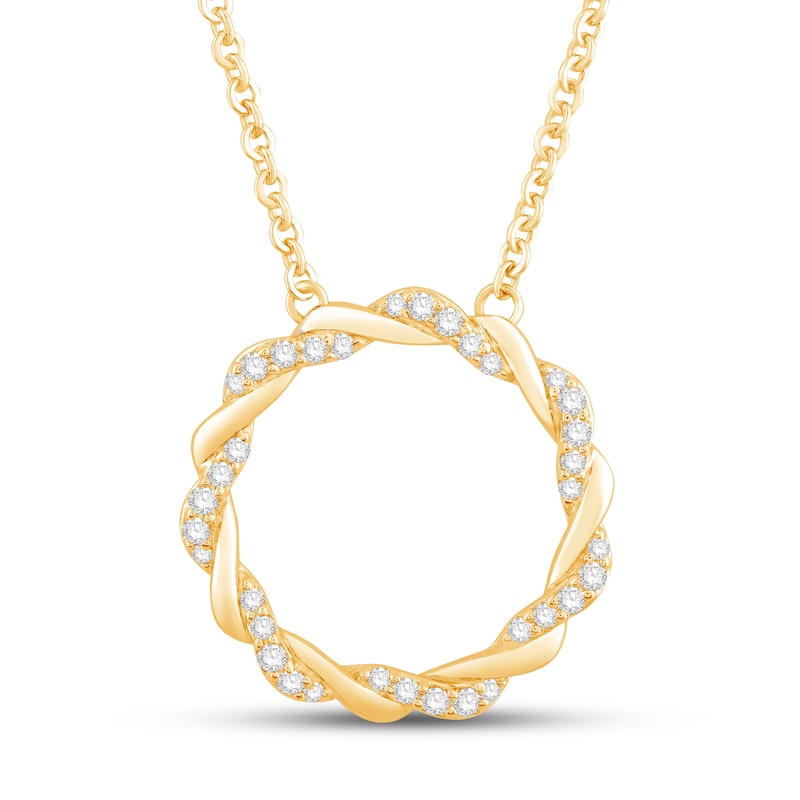 Main Image 1 of Circle of Gratitude Diamond Necklace 1/4 ct tw Round-cut 10K Yellow Gold 19"