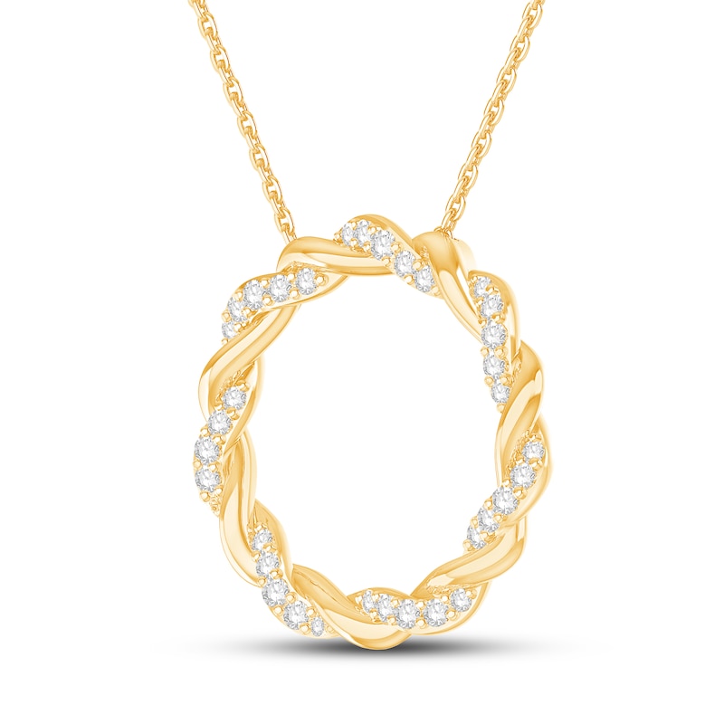 Main Image 2 of Circle of Gratitude Diamond Necklace 1/4 ct tw Round-cut 10K Yellow Gold 19"