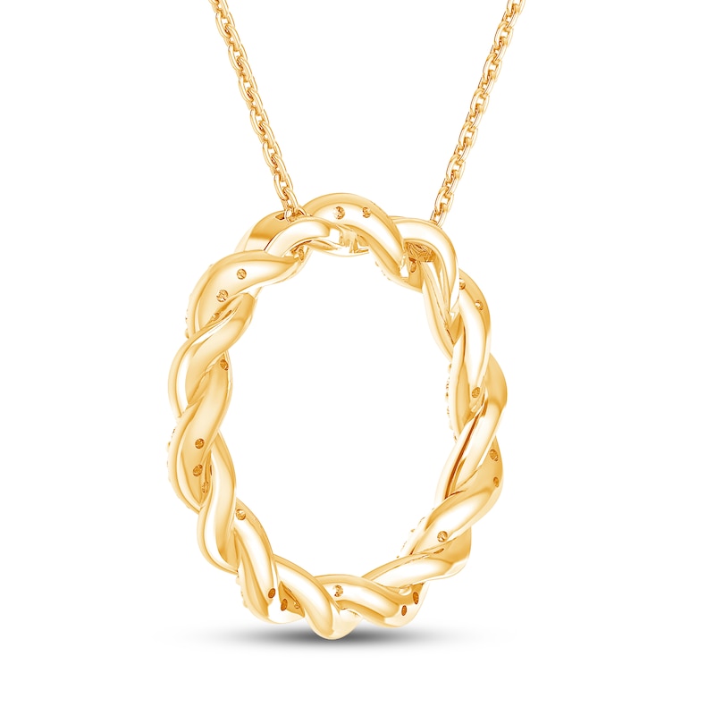 Main Image 4 of Circle of Gratitude Diamond Necklace 1/4 ct tw Round-cut 10K Yellow Gold 19"
