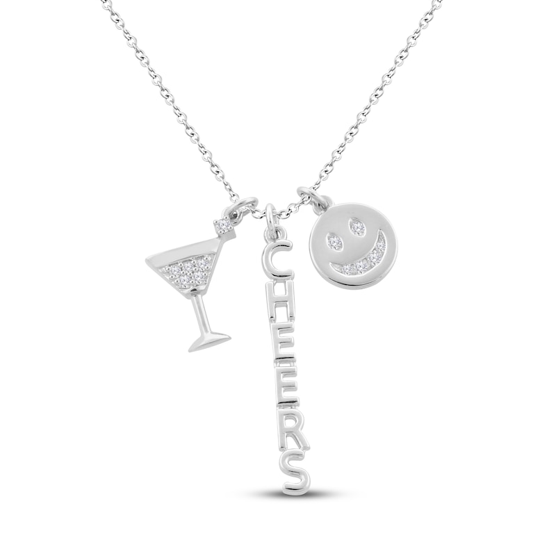 Main Image 1 of Diamond Cheers Necklace 1/10 ct tw Round-cut Sterling Silver 18&quot;