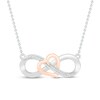 Thumbnail Image 1 of Diamond Heart/Infinity Necklace Sterling Silver & 10K Rose Gold 18"