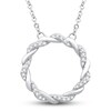 Thumbnail Image 1 of Circle of Gratitude Diamond Necklace 1/8 ct tw Round-cut 10K White Gold 19"