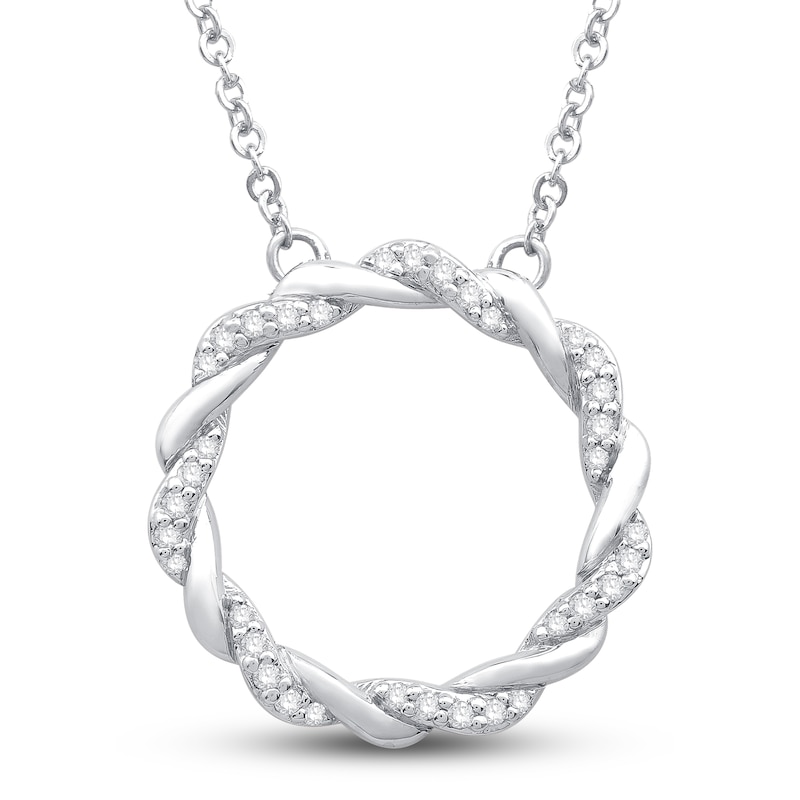 Main Image 1 of Circle of Gratitude Diamond Necklace 1/8 ct tw Round-cut 10K White Gold 19"