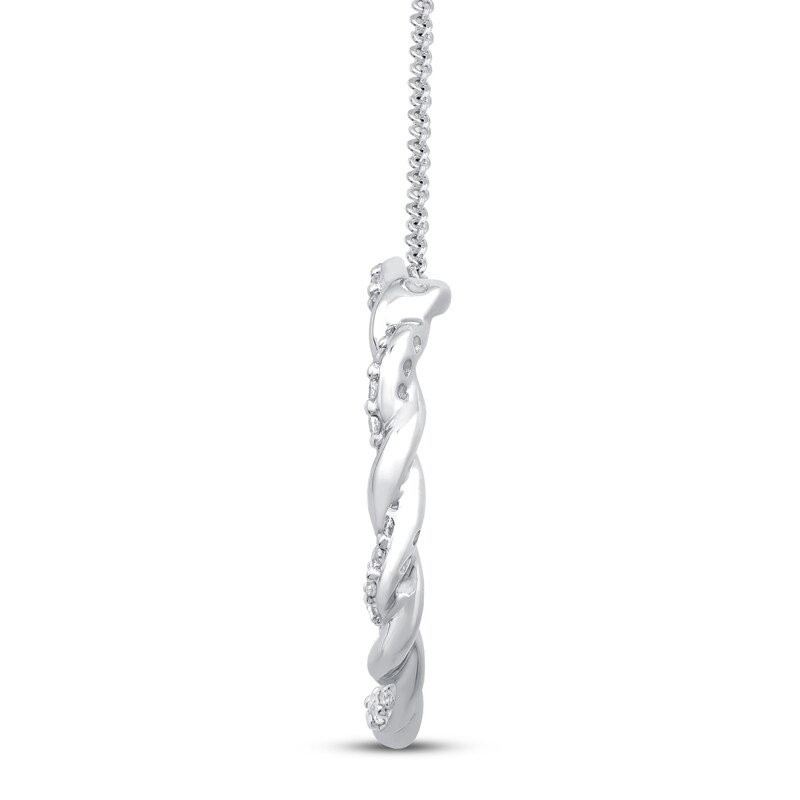 Main Image 3 of Circle of Gratitude Diamond Necklace 1/8 ct tw Round-cut 10K White Gold 19"