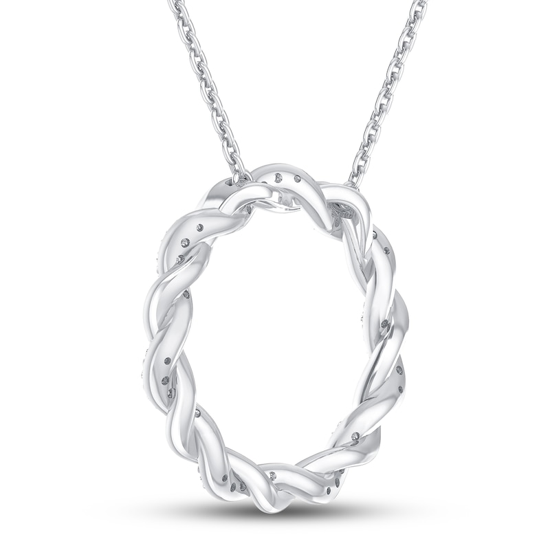 Main Image 4 of Circle of Gratitude Diamond Necklace 1/8 ct tw Round-cut 10K White Gold 19"