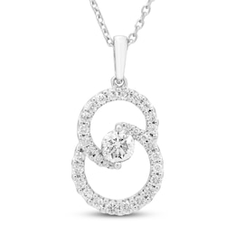 Encircled by Love Diamond Necklace 1/2 ct tw Round-cut 10K White Gold 18"
