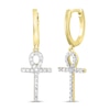 Thumbnail Image 1 of Men's Diamond Ankh Earrings 1/4 ct tw Round-cut 10K Yellow Gold