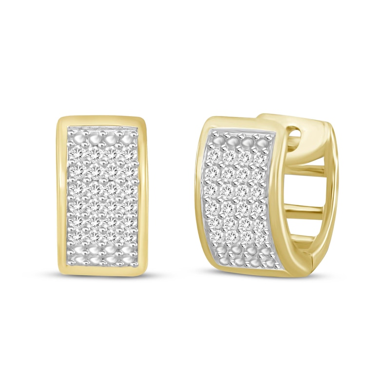 Men's Diamond Huggie Earrings 1/6 ct tw Round-cut 10K Yellow Gold