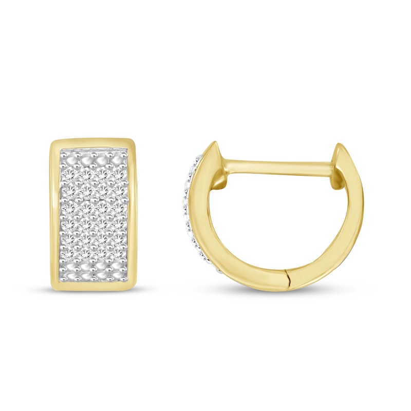 Men's Diamond Huggie Earrings 1/6 ct tw Round-cut 10K Yellow Gold