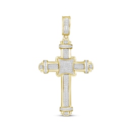 Men's Diamond Cross Pendant 1/2 ct tw Round-cut 10K Yellow Gold