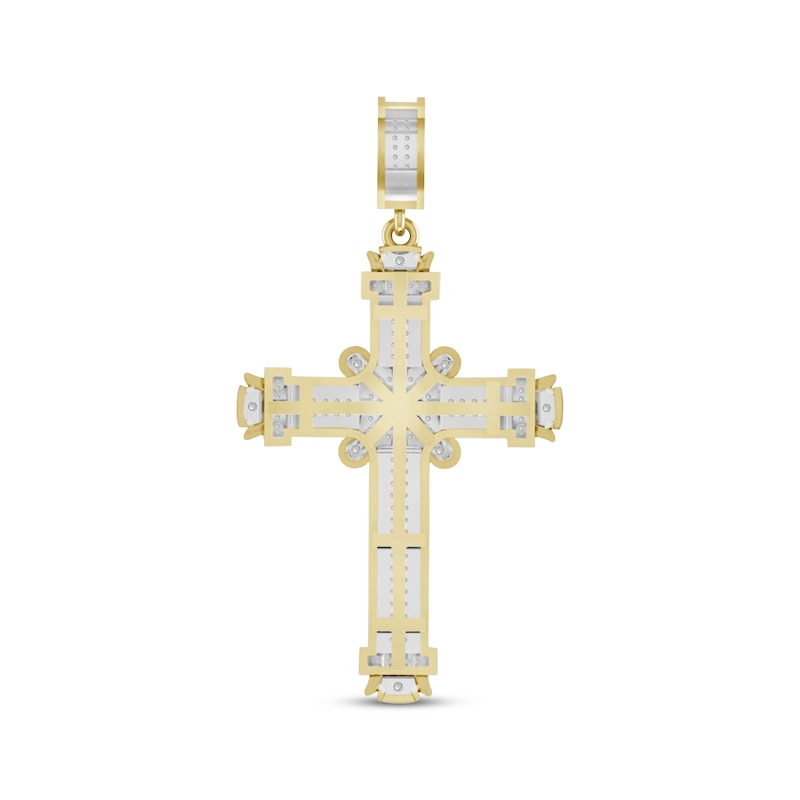 Main Image 4 of Men's Diamond Cross Pendant 1/2 ct tw Round-cut 10K Yellow Gold