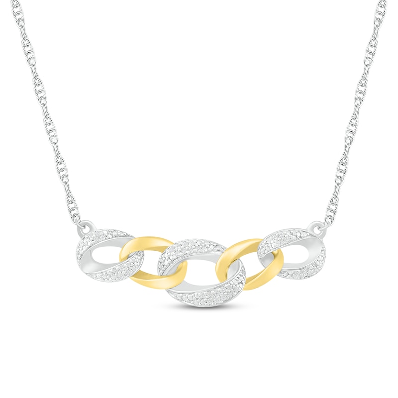 Main Image 1 of Diamond Necklace 1/10 ct tw Round-Cut 10K Yellow Gold & Sterling Silver 16.6"