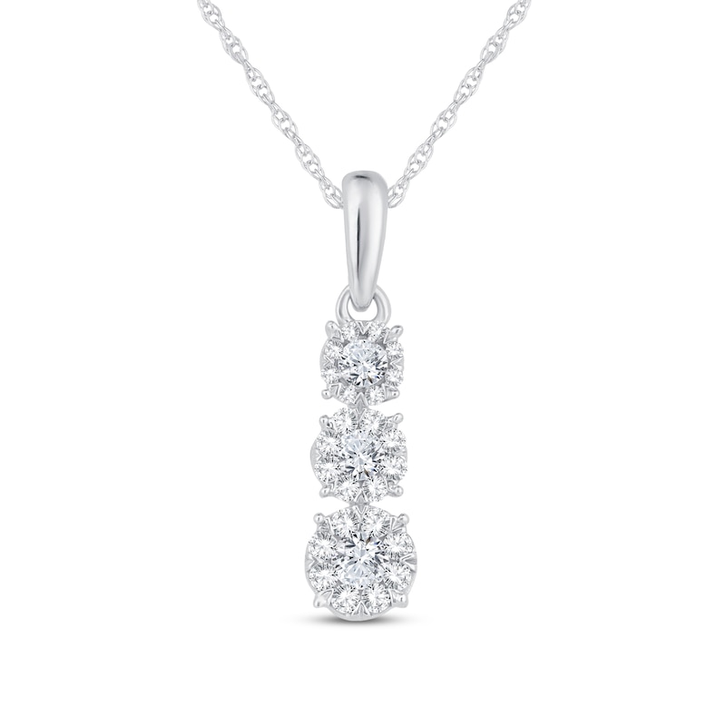 Diamond Three-Stone Necklace 1/3 ct tw Round-Cut 10K White Gold 18"