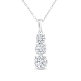 Diamond Three-Stone Necklace 1/2 ct tw Round-Cut 10K White Gold 18"