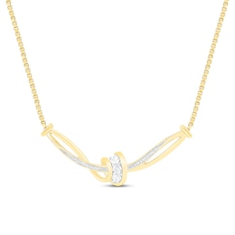 Diamond Bar Necklace 1/3 ct tw Round-Cut 10K Yellow Gold 16.25"