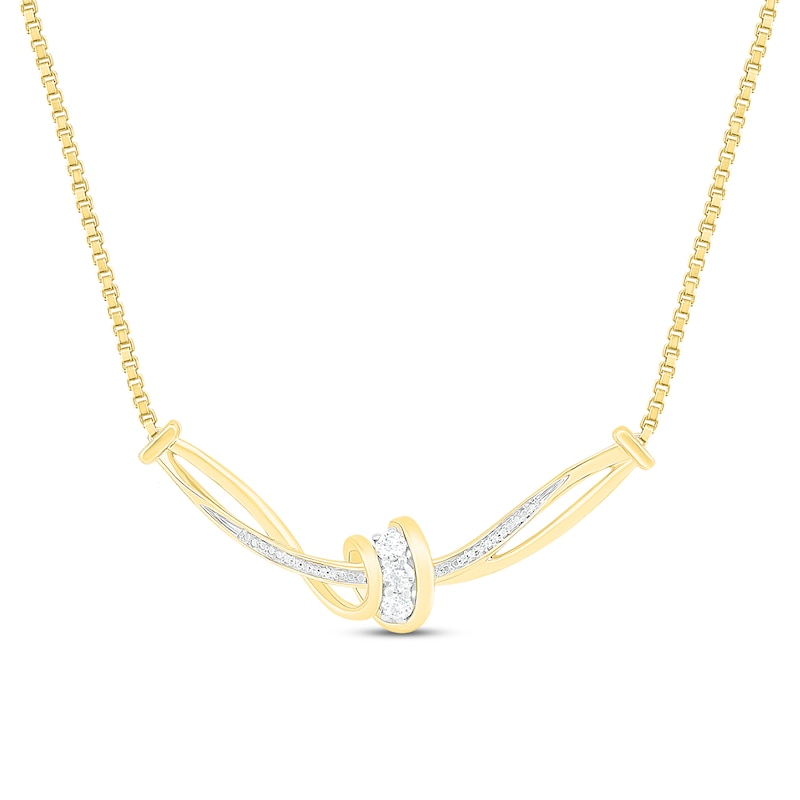 Main Image 1 of Diamond Bar Necklace 1/3 ct tw Round-Cut 10K Yellow Gold 16.25"