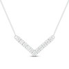 Thumbnail Image 1 of Diamond "V" Necklace 1/10 ct tw Round-Cut 10K White Gold 17.5"