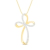 Thumbnail Image 1 of Diamond Cross Necklace 1/5 ct tw Round-Cut 10K Yellow Gold 18"