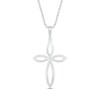 Thumbnail Image 1 of Diamond Cross Necklace 1/20 ct tw Round-Cut 10K White Gold 18"