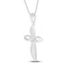 Thumbnail Image 1 of Diamond Cross Necklace 1/20 ct tw Round-Cut 10K White Gold 18"