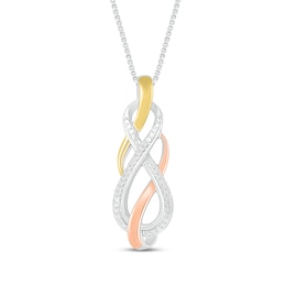 Diamond Infinity Necklace 1/20 ct tw Round-Cut 10K Two-Tone Gold & Sterling Silver 18"
