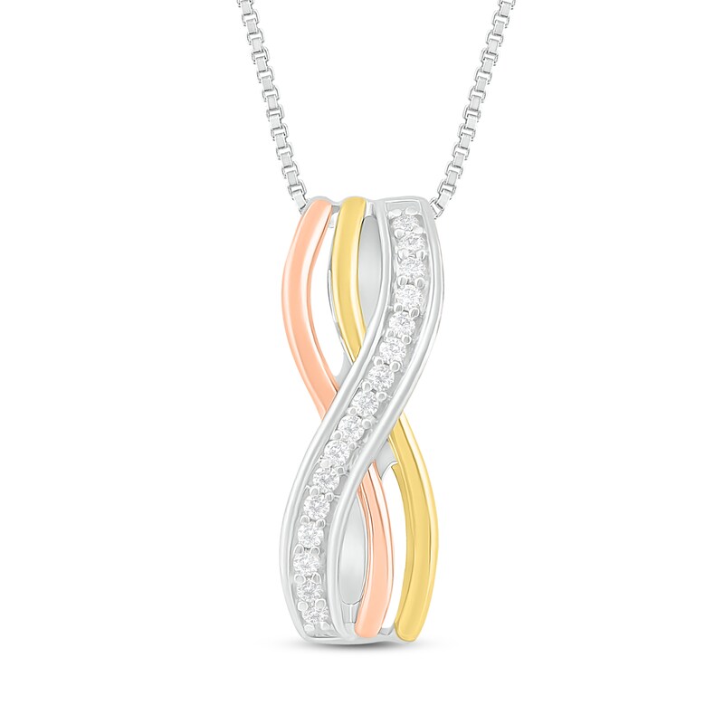 Diamond Infinity Necklace 1/10 ct tw Round-Cut 10K Two-Tone Gold & Sterling Silver 18"