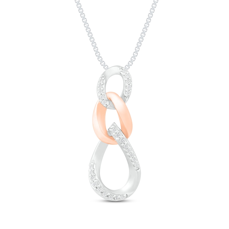 Main Image 1 of Diamond Necklace 1/8 ct tw Round-Cut 10K Rose Gold & Sterling Silver 18"