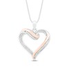 Thumbnail Image 1 of Diamond Heart Necklace 1/15 ct tw Round-Cut 10K Rose Gold & Sterling Silver 18"