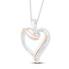Thumbnail Image 2 of Diamond Heart Necklace 1/15 ct tw Round-Cut 10K Rose Gold & Sterling Silver 18"