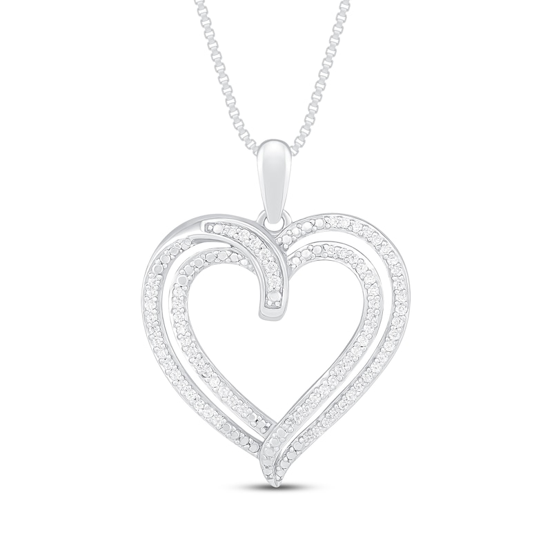 Diamond Heart Necklace 1/4 ct tw Round-Cut Sterling Silver 18"