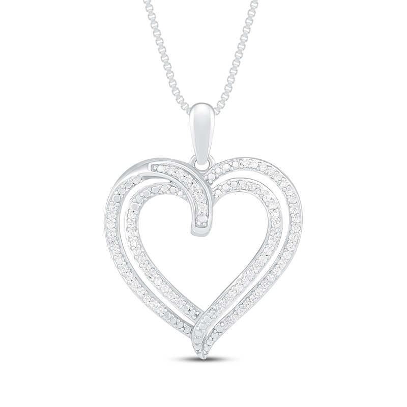 Main Image 1 of Diamond Heart Necklace 1/4 ct tw Round-Cut Sterling Silver 18"