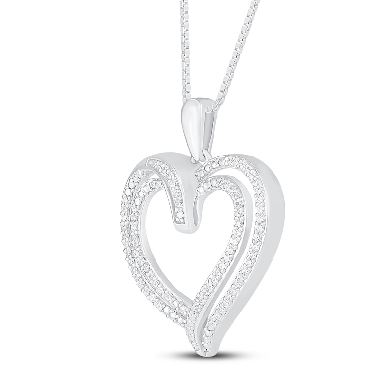 Diamond Heart Necklace 1/4 ct tw Round-Cut Sterling Silver 18"