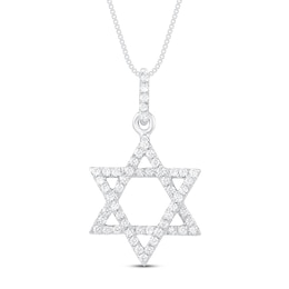 Diamond Star of David Necklace 1/6 ct tw Round-Cut 10K White Gold 18"