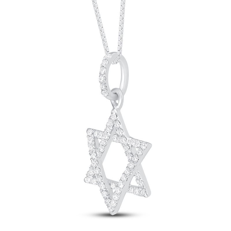 Diamond Star of David Necklace 1/6 ct tw Round-Cut 10K White Gold 18"