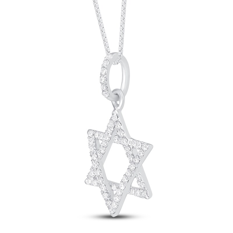 Main Image 2 of Diamond Star of David Necklace 1/6 ct tw Round-Cut 10K White Gold 18"