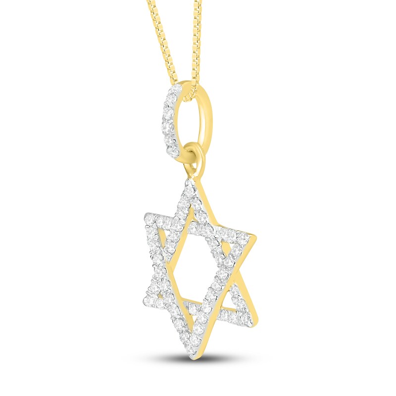 Main Image 2 of Diamond Star of David Necklace 1/6 ct tw Round-Cut 10K Yellow Gold 18"