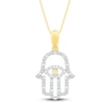 Thumbnail Image 1 of Diamond Hamsa Necklace 1/10 ct tw 10K Yellow Gold 18"