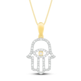 Diamond Hamsa Necklace 1/10 ct tw 10K Yellow Gold 18"