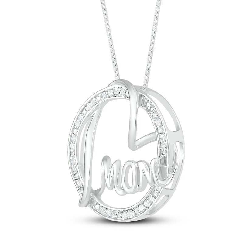 Main Image 2 of Diamond Heart Mom Necklace 1/10 ct tw 10K White Gold 18"