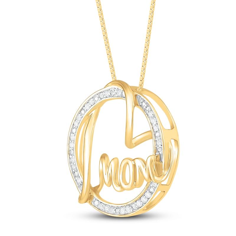 Diamond Heart Mom Necklace 1/10 ct tw 10K Yellow Gold 18"