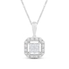 Thumbnail Image 1 of Princess-Cut Quad Diamond Halo Necklace 1/4 ct tw 10K White Gold 19"