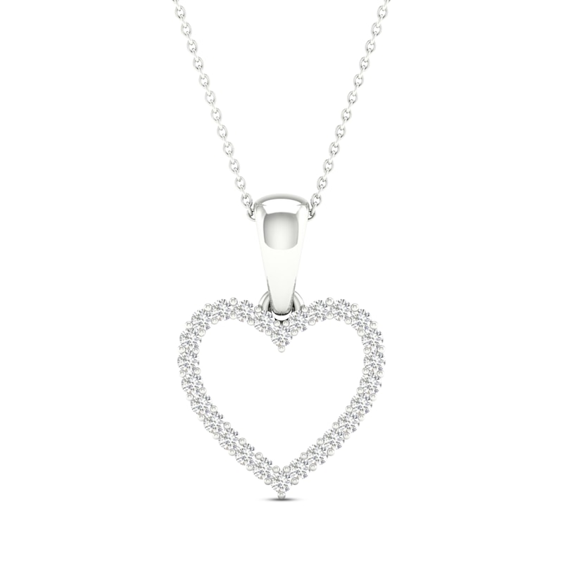 Main Image 1 of Diamond Heart Necklace 1/10 ct tw Round-Cut 10K White Gold 18"