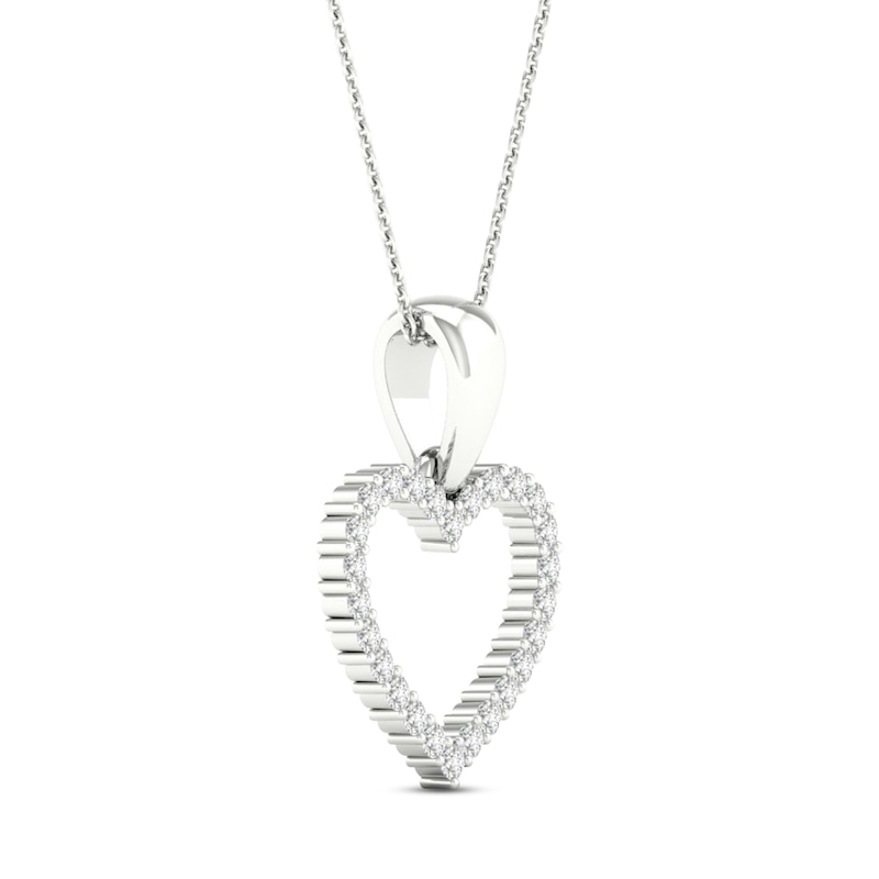 Main Image 3 of Diamond Heart Necklace 1/10 ct tw Round-Cut 10K White Gold 18"