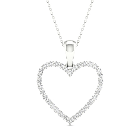 Diamond Open Heart Necklace 1/5 ct tw Sterling Silver 18"