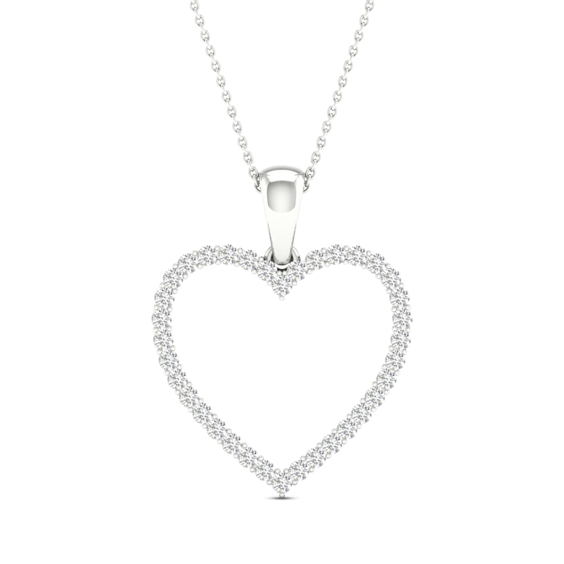 Main Image 1 of Diamond Heart Necklace 1/4 ct tw Round-Cut 10K White Gold 18"