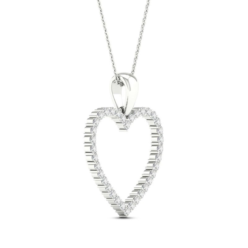 Main Image 3 of Diamond Heart Necklace 1/4 ct tw Round-Cut 10K White Gold 18"